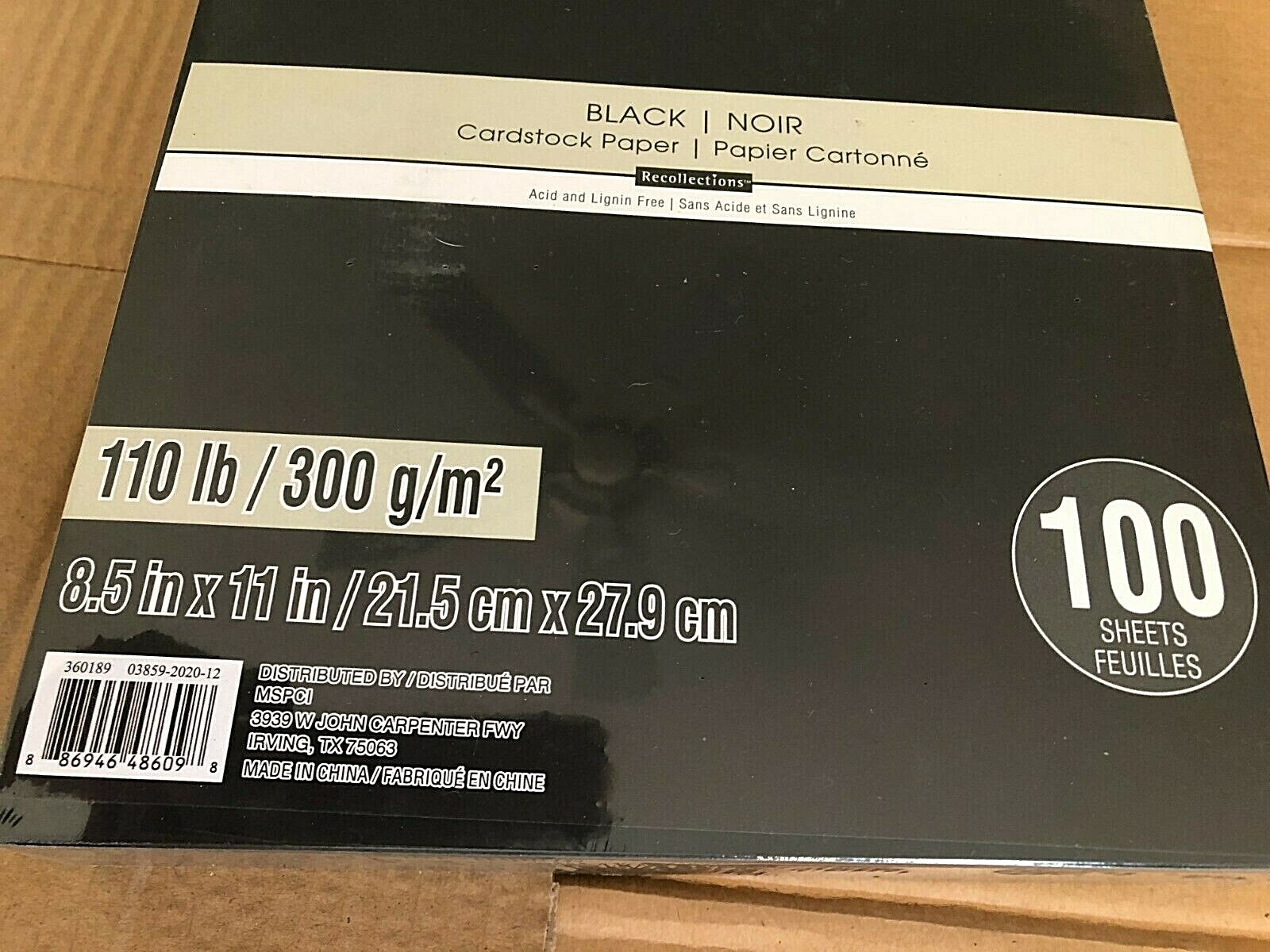 Recollections Heavyweight " BLACK " Cardstock Paper 8.5" x 11" 100