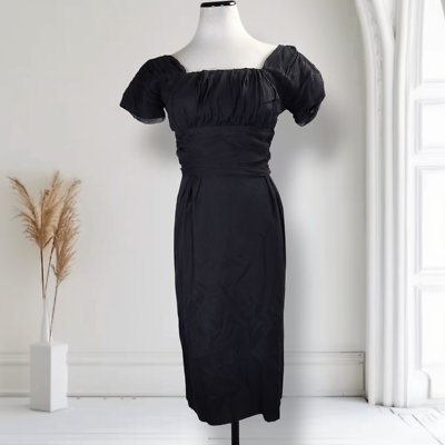 green emerald velvet dress 1990s Black Empire Waist Mini Dress Sz.S main image 0