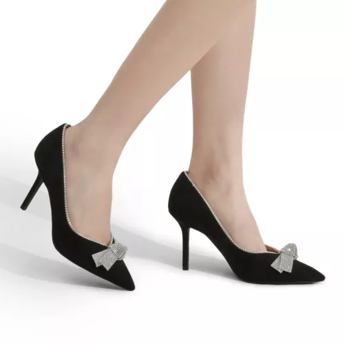 US Women Wedding Dress Pump Shoes High Heel Pointed Toe Slip On Party Pump Shoes - Picture 5 of 16