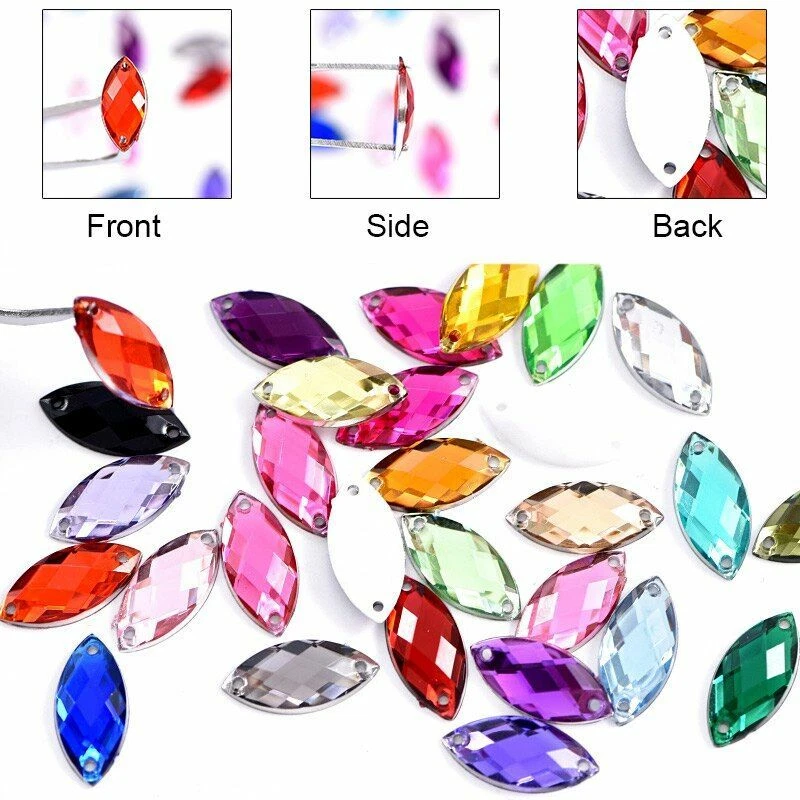 Vestido Ojos de Caballo Acrílico Coser Estrás Acrílico Espalda Plana Artesanía Piedras Sueltas Foto 2 de 4