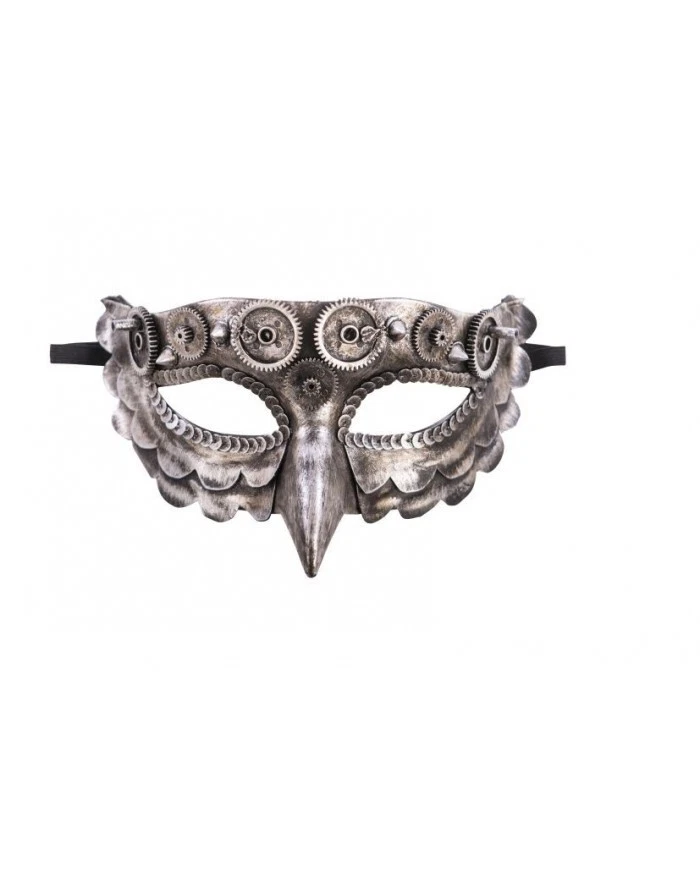 Maschera Mezzoviso Becco Uccello Halloween Cosplay Ingranaggi Borchie Steampunk - Immagine 2 di 2