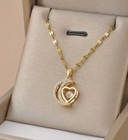 Womens Necklaces Heart Pendant 18K Gold Plated Stainless Steel Beaded Jewelry