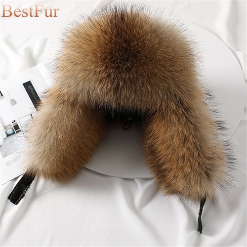 Mens Real Fox Fur Hats Russian Ushanka 