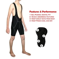 Men’s 3D DI-Molded Padded Pants Cycling Bike Lycra Bib Shorts Breathable Tights