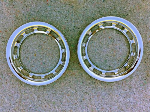TWO Mercedes  13" wheel hubcap trim ring 190sl 220 190 Ponton - WITH CLIPS! NR - Picture 1 of 2