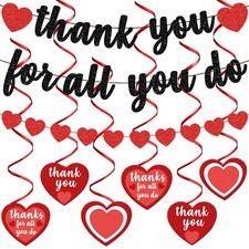 Thank You for All You Do Banner Black Glitter Thank You Banner Appreciation T...