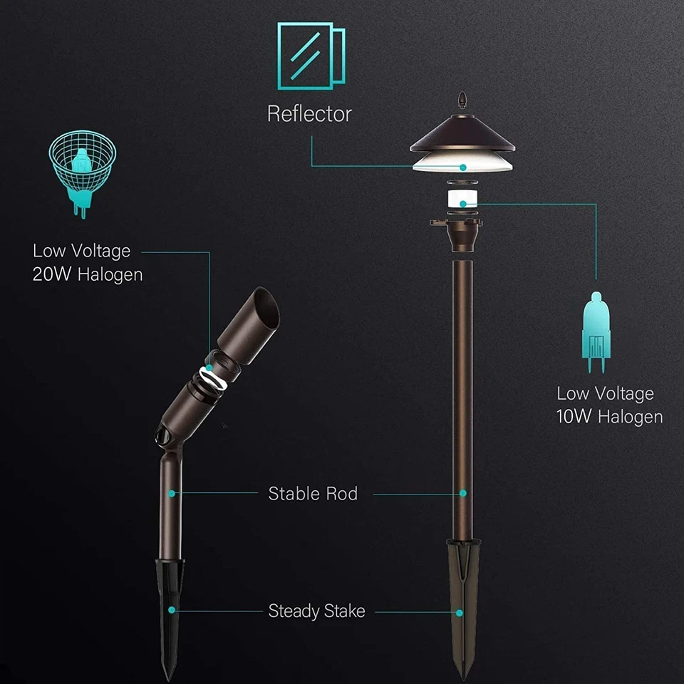Комплект низковольтных ландшафтных светильников уличное освещение дорожек прожекторы 12 В - Изображение 3 из 4