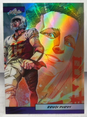 Brock Purdy 2024 Leaf Metal Anime Nation Purple Prismatic #'d 34