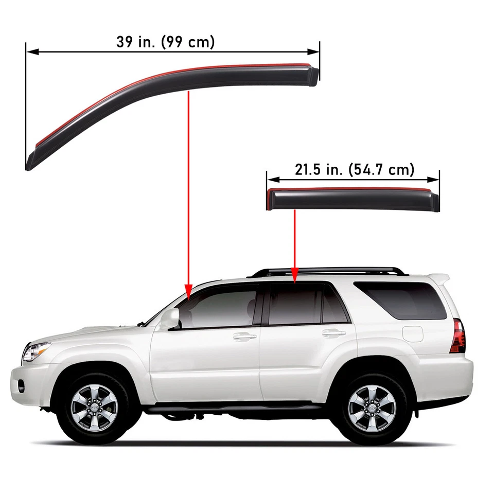 In-Channel Window Visors Rain Guards Vent Shade for 2003-2009 Toyota 4Runner - Image 2 of 4