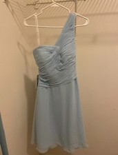 Azazie Baby Blue Brynn Bridesmaid Dress One Strap Size 8