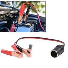 Car Socket 12V Battery To Cigarette Lighter Adapter Alligator Clamp Clip 12 Volt