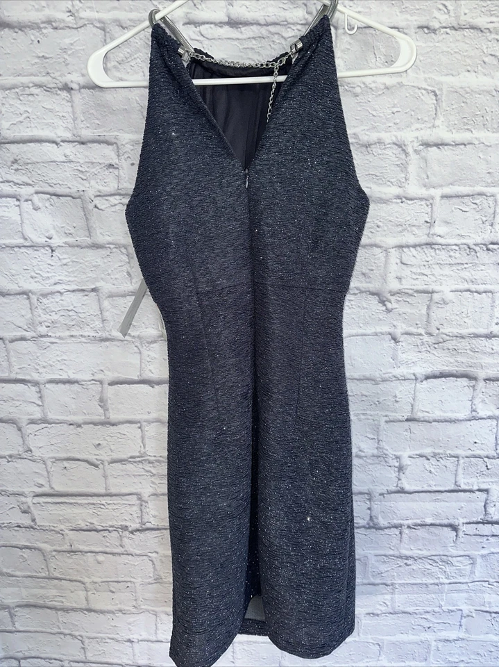 Новый с Ярлыками женская ELIZA J. СЛУЧАЙ с бретелью через шею платье размер 6 блестящий стали розничной $138 - Изображение 4 из 4