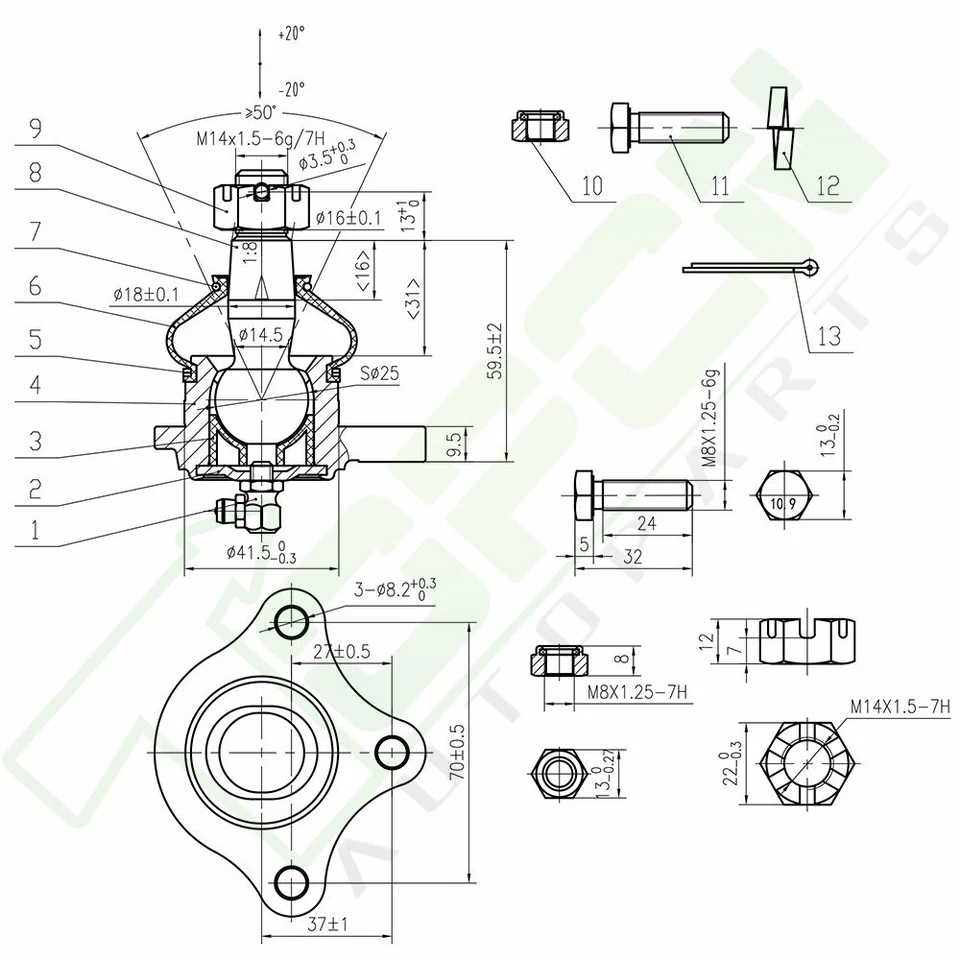 8pcs Upper Lower Ball Joint Tie Rods For 1992-2003 2004 Mitsubishi Montero Sport - Image 2 of 4