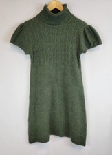 Sweater Project Dress Women's Large Short Sleeve Turtleneck Ribbed Green Casual