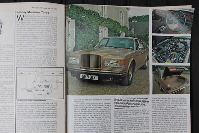 CC 1982 extracted magazine article: BENTLEY MULSANNE TURBO, illustration of