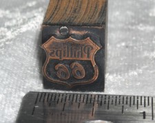 Vintage PHILLIPS 66 OIL COMPANY Letterpress Printing Block ENGRAVED Metal Stamp