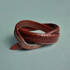 Genuine Leather Belts Western Italian Tan Flat Fishbone Lacing Pattern No Buckle