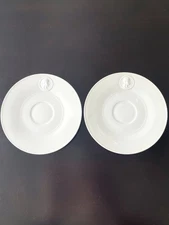Vintage Pair of KPM Exclusive 1938 Arkadia Ivory White Cameo Saucer Plates
