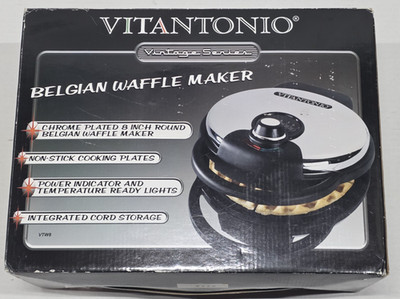 Vntg Vitantonio Belgian Waffle Maker VTW8 1000 Watt- Clean w/ box & Instructions