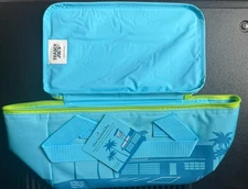 Trader Joe’s  BLUE with Green Zipper Mini Insulated BAG /TOTE NEW, Genuine