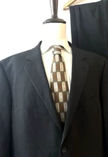 Oak Hill Perfect Fit Suit Men's 52R - 50W x 28L Dark Charcoal 2-Button Wool-Poly