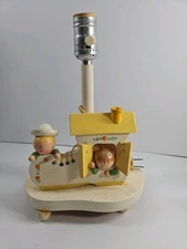 Vintage Wooden Nursery Rhyme Lamp by IRMI Woman In The Shoe