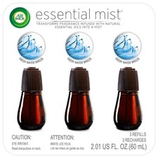 Air Wick Essential Mist Refill 3pk Fresh Waters Aromatherapy Air Freshener