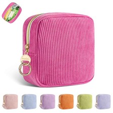 Period Bag for Teen Girls, Corduroy Sanitary Napkin Storage Bag, Menstrual Pa...