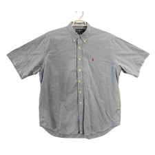 Ralph Lauren Blake Gingham Short Sleeve Button Down Shirt Men's XL Blue White