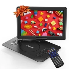 TENKER Portable DVD Player 16.9" with 5 Hours Battery 14" Swivel Screen HDMI USB