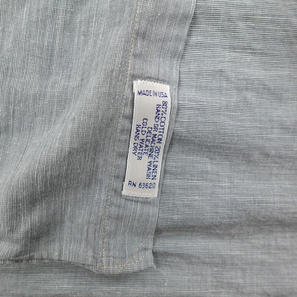 Vintage Gitman Bros Shirt Mens XL 17.5 Gray Button Up Linen Blend Frontier USA - Image 4 of 4