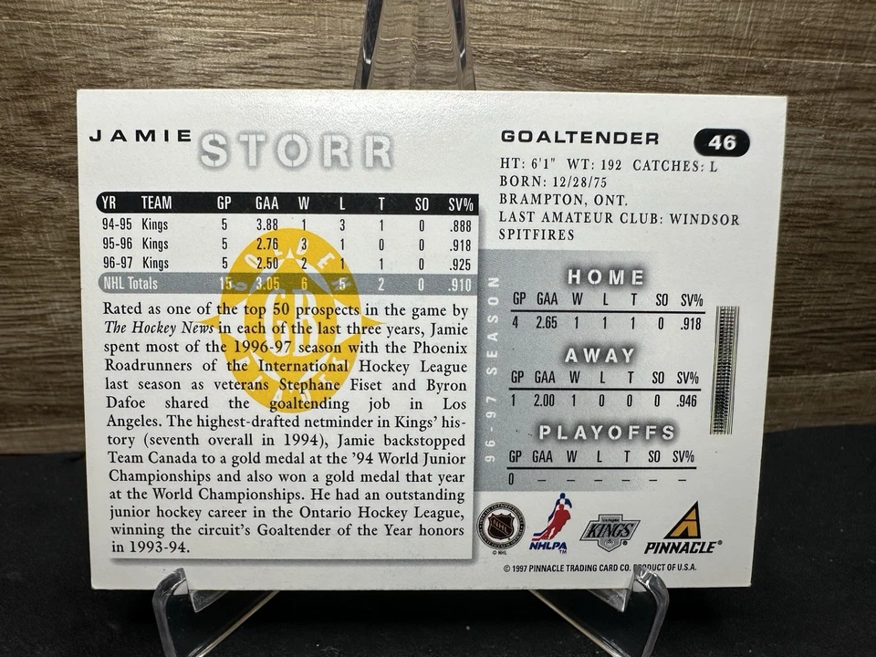 1997-98 Score Jamie Storr #46 In-Person ON-CARD AUTO - Image 2 of 2