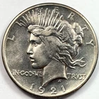 1921 $1 Peace Dollar HIGH RELIEF 90% Silver Philadelphia US Coin - KEY DATE!