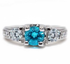 2CT Blue Topaz  White Topaz 925 Solid Sterling Silver Ring Jewelry Sz 9