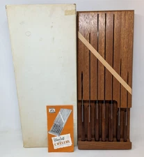 Vintage West Bend Aluminum Kitchen Craft Cutlery Knife Set & Hanging Block Case