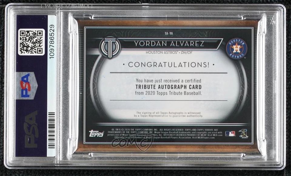 2020 Topps Tribute Blue /150 Yordan Alvarez #TA-YA PSA 9 MINT Rookie Auto RC - Image 2 of 2