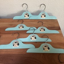 Rare Matching Set of 7 Vintage 1940 Art Deco Wood Childrens Clothes Hangers Girl