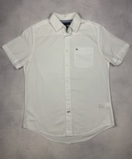 Tommy Hilfiger Button Down Shirt Mens S White Short Sleeve Custom Fit Cotton