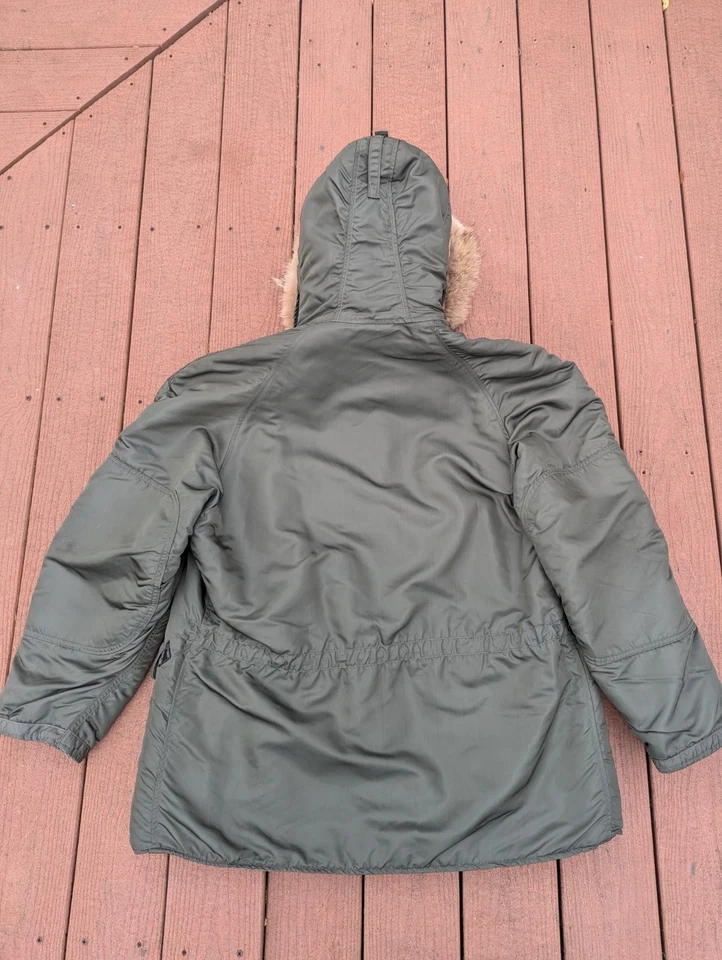Vintage USAF N-3B Flight Jacket Parka Large 1960S Snorkel Hood Fur Vietnam War - Image 3 of 4