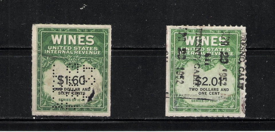 USA Scott's #RE146, #RE147, #RE149, #RE199 Wine Stamps, 1942-54, Cat$20, 4 Views - Image 3 of 4