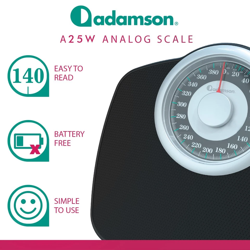 Básculas A25T para peso corporal - hasta 400 lb - esfera de 5,3" en placa de 12,4" x 10,2"... Foto 3 de 4
