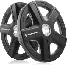 Philosophy Gym Set of 2 Rubber Coated 2-inch Olympic Grip Weight Plates