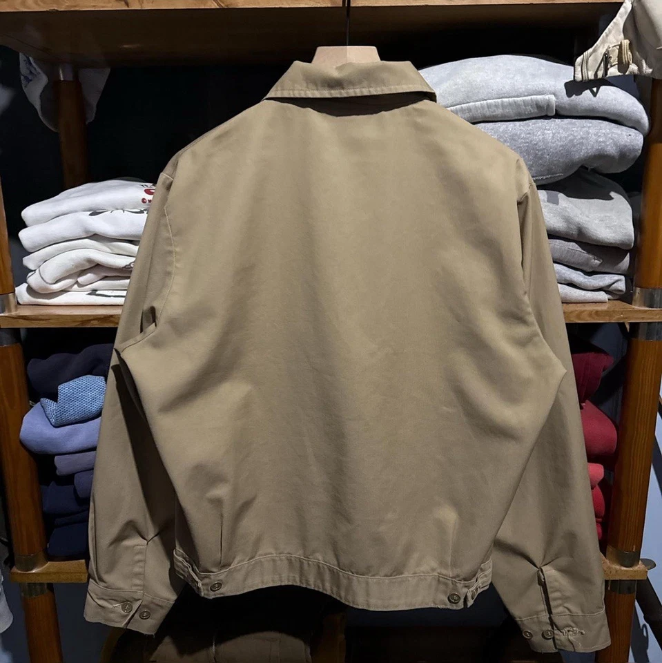 Chaqueta de Trabajo Lee Prensa Permanente Años 60 70 De Colección Hecha en EE. UU. Beige Tostado Chetopa Foto 3 de 3