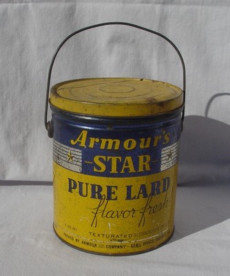 Armour's Star Pure Lard Flavor Fresh. Textured, 4 LB Tin Bucket w/Handle