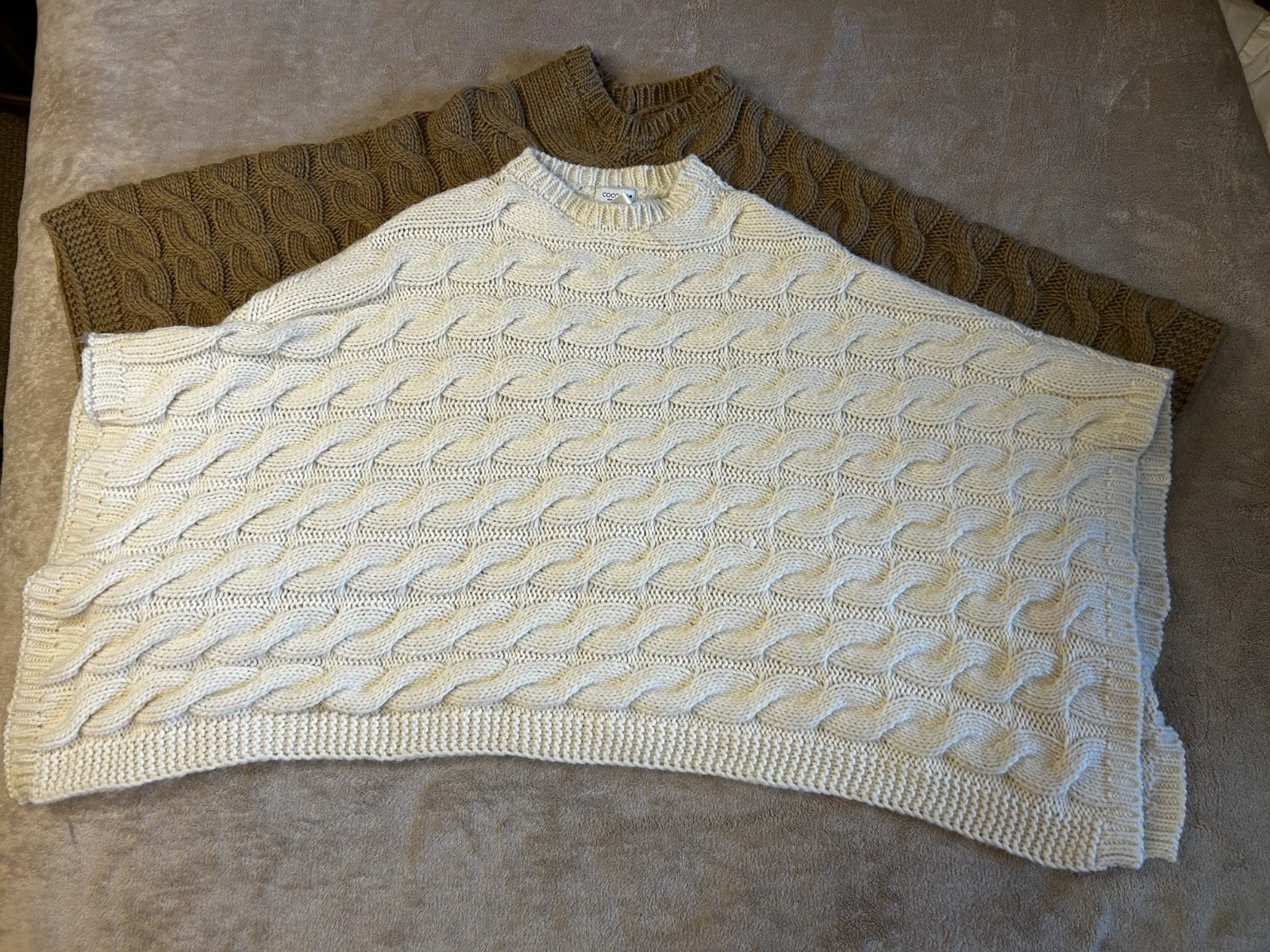 B17. Cocogio Set of 2 Cropped Sweater Overlay Poncho Style