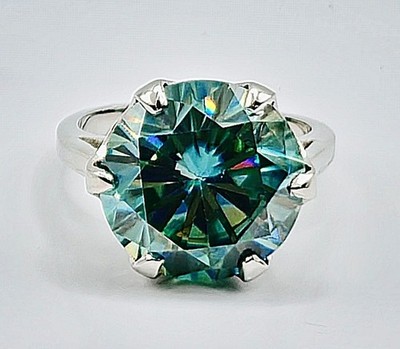 RARE 9.85 Ct Certified Treated Blue Diamond Ring ,925 Silver