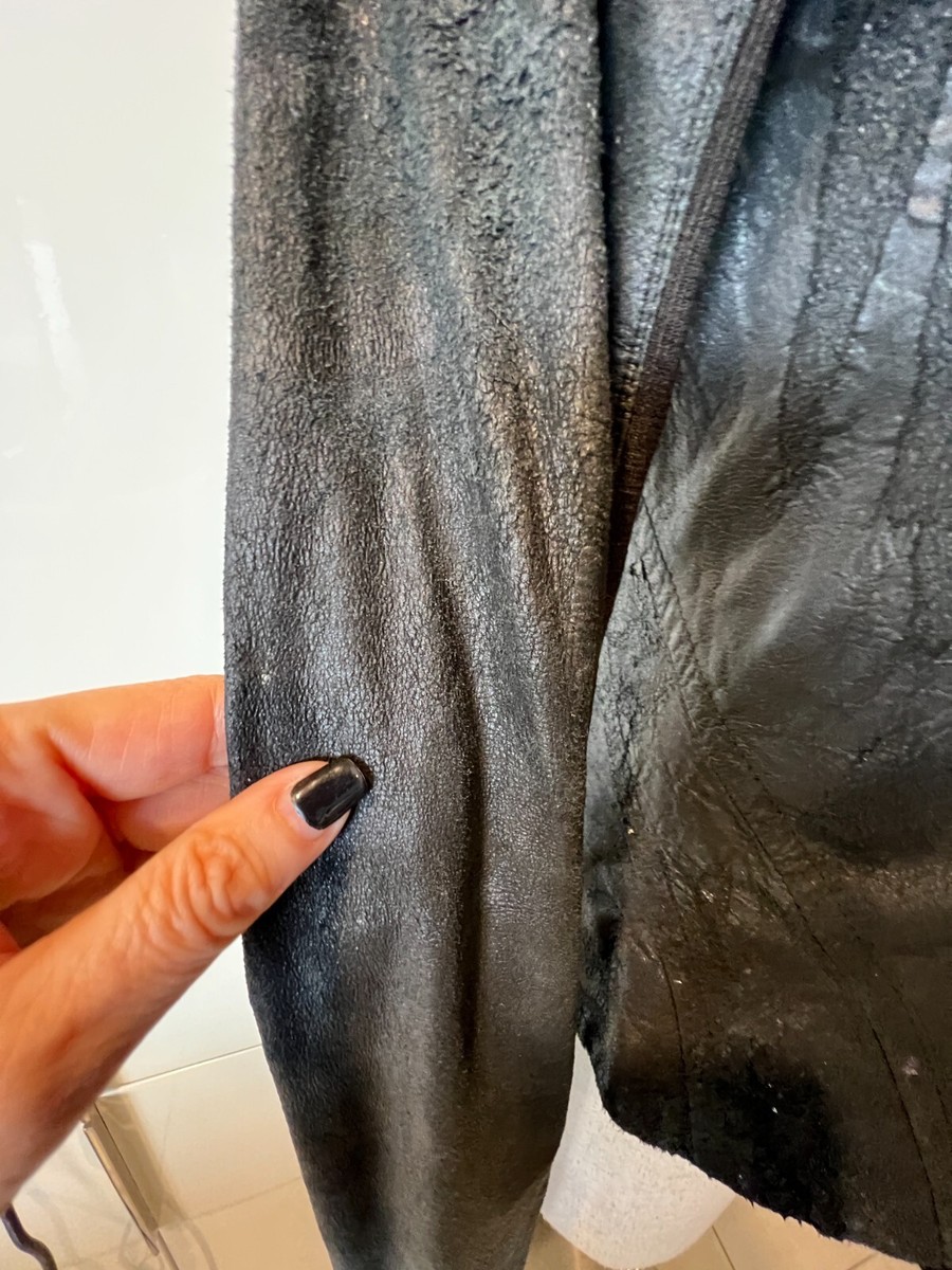 RICK OWENS $2500 Black Distress/Blister Lamb Leather Zip RICK OWENS $2500 Black Distress/Blister Lamb Leather Zip