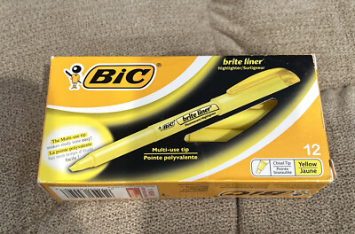 BIC  Brite Liner Highlighter, Chisel Tip, Yellow, 12/Pack, Multi-use Tip
