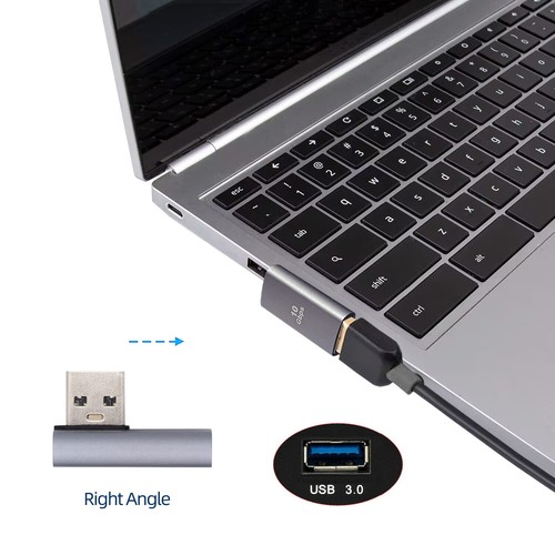 Low Profile 90 Degree Right Angled Type USB 3.0 Male to Female Extension Adapter - Picture 6 of 7