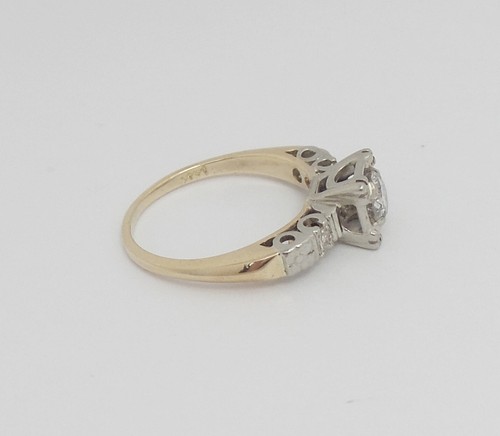 Vintage 1/2CT Natural Diamond Engagement Wedding Bridal Ring 14K Yellow Gold - Picture 8 of 12